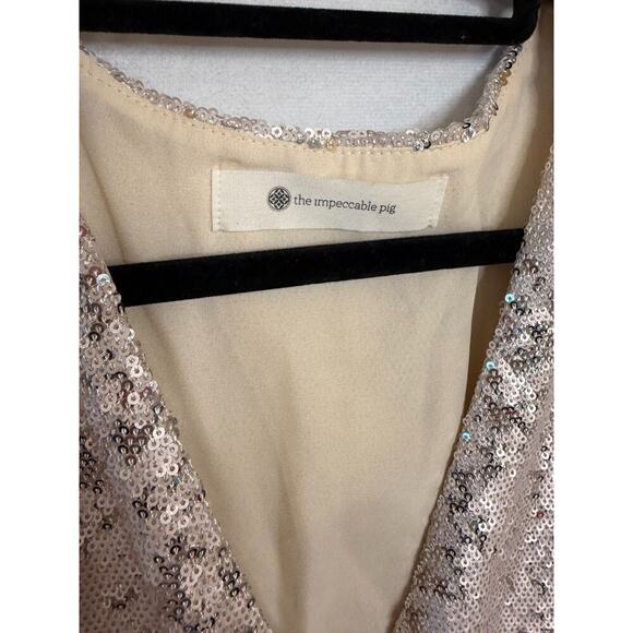 The Impeccable Pig Size SM Gold Sequin Romper Fun for Holidays! - Picture 7 of 8